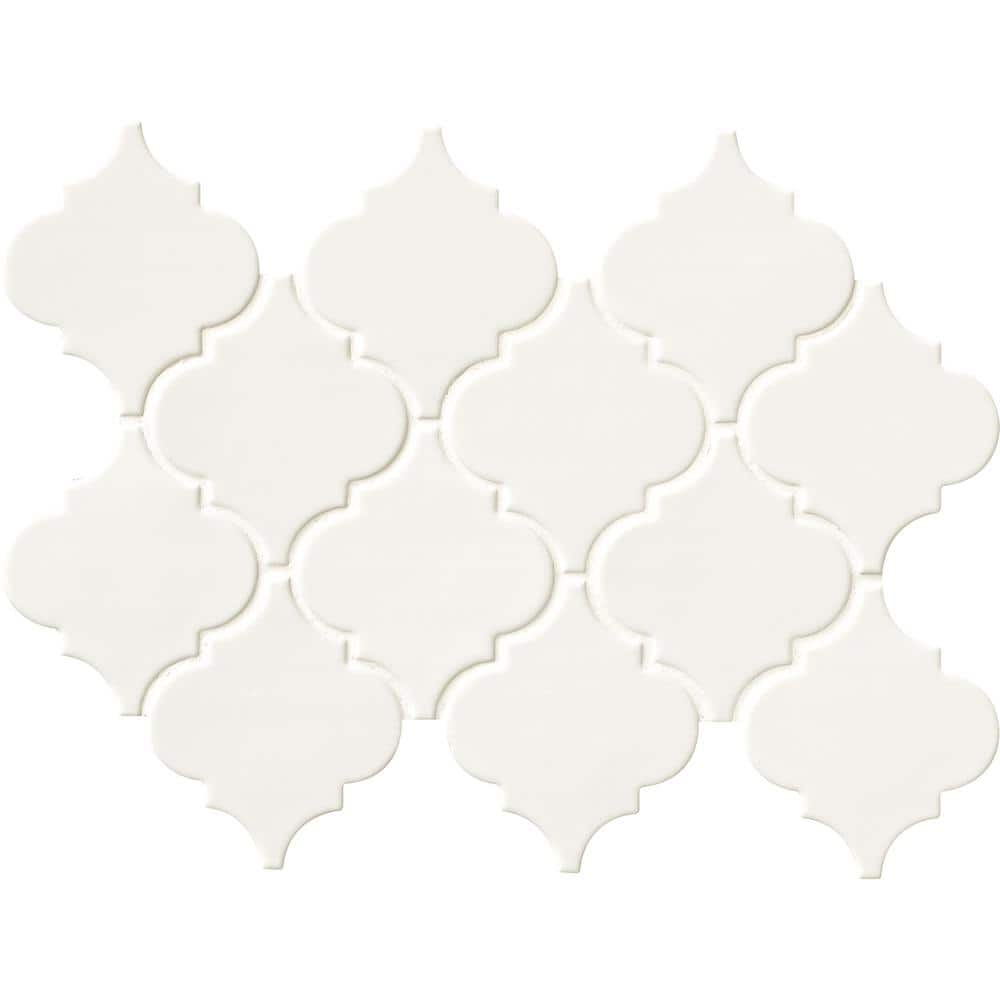 MSI Bianco Arabesque 9.84 in. x 10.63 in. x 6 mm Glazed Ceramic  Mesh-Mounted Mosaic Tile (10.95 sq. ft. / case) 