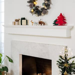 72 in. W Floating Vintage Wood Fireplace Mantel Wall Shelf Beam Easy Mount White