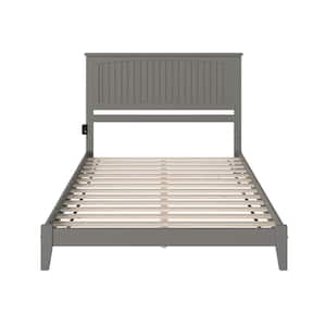Nantucket Grey King Solid Wood Frame Low Profile Platform Bed with Attachable USB Device Charger