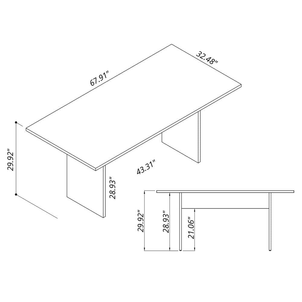67.91" Black Reclaimed Wood Rectangular Dining Table