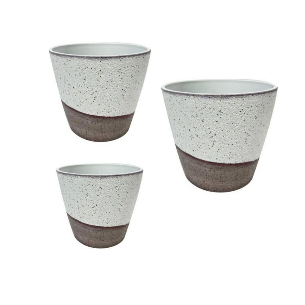 Rustic Minimalist 4/5/6 in. Dia Organic Colors Round Polystone Planter for 