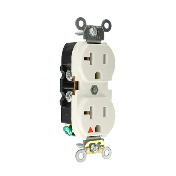 20 Amp 125 V Industrial Grade Isolated Ground Duplex Outlet/Receptacle, White (1-Pack) 5362-IGW