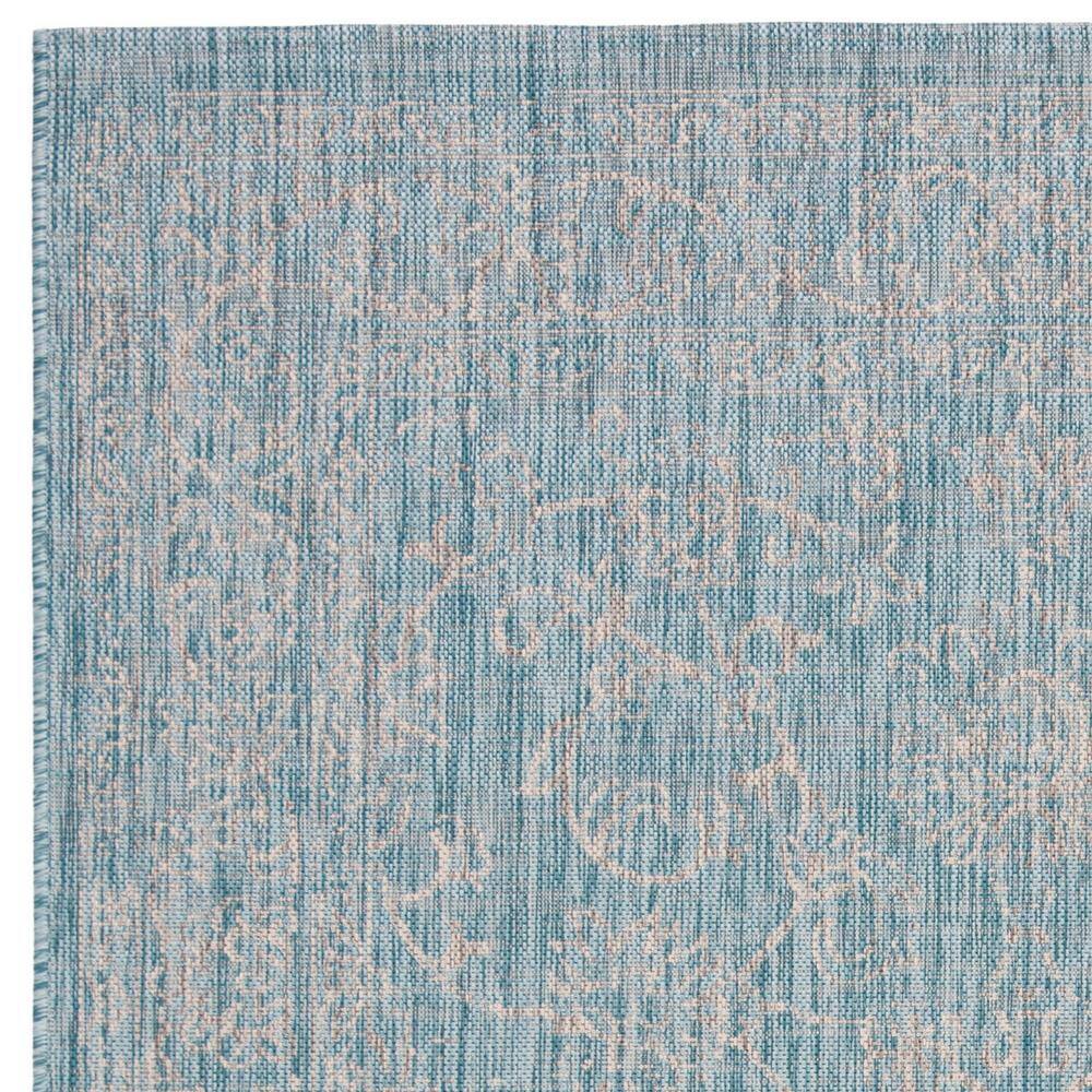 Aqua and Grey 8' x 11' Synthetic Easy-Care Reversible Area Rug
