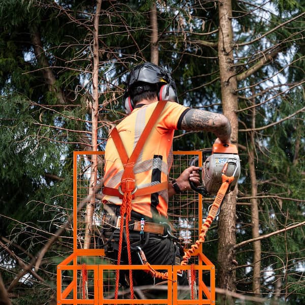 Forklift Safety Cage Work Platform 43 X 45 in. 1400 lbs. Forklift Work Platform with Wheels, Orange