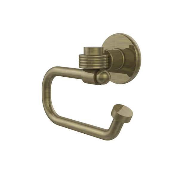 Continental Collection Euro Style Single Post Toilet Paper Holder with  Groovy Accents in Antique Brass