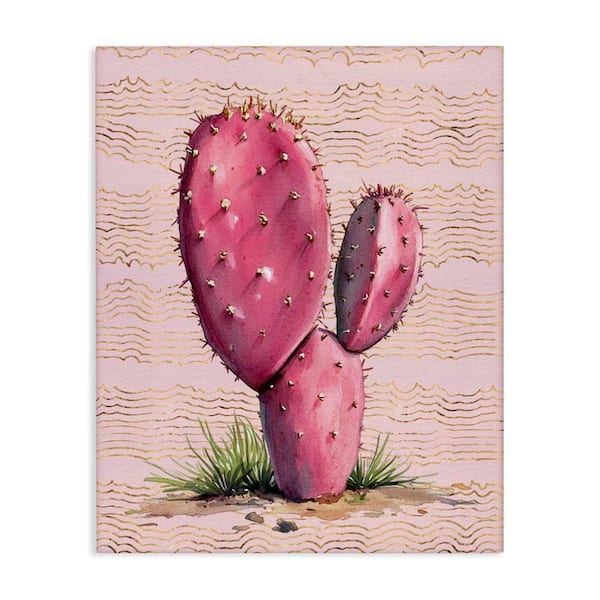 Stupell Industries Pink Prickly Pear Cactus by Lettered and Lined Unframed  Nature Graphic Art Print 48 in. x 36 in. br-335_cn_36x48
