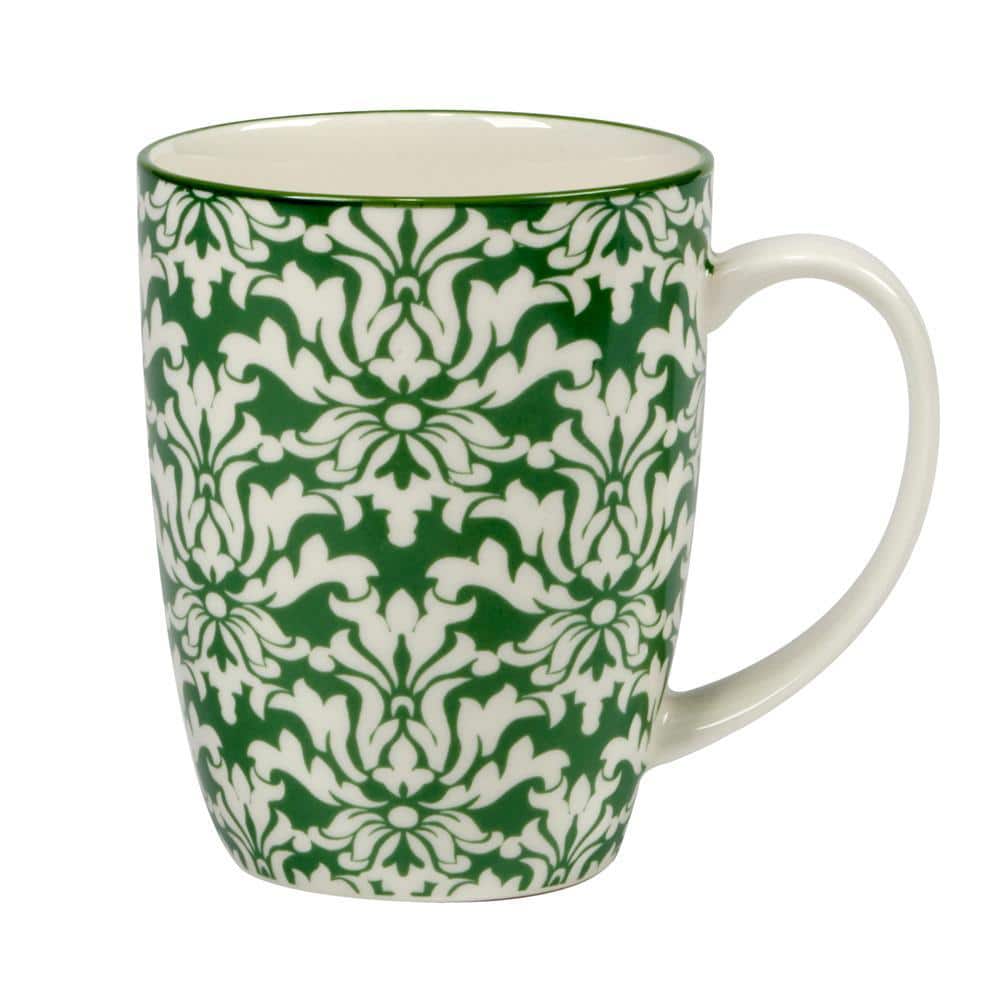 Holiday Red and Green Ceramic 14 oz Beverage Mugs, Set of 6