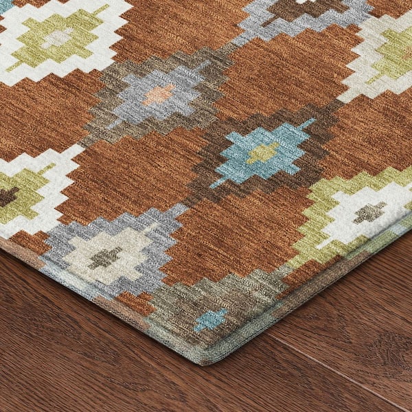 Mayfield Premium Machine Washable Abstract AMF2513 Paprika 10 ft. x 14 ft. Area Rug