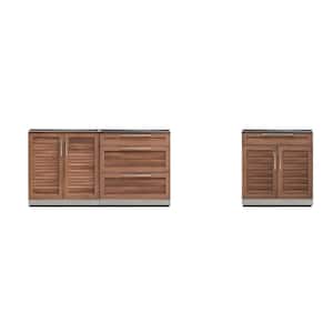 Stainless Steel 3-Piece 96 in. W x 36.5 in. H x 24 in. D Outdoor Kitchen Grove Cabinet Set without Countertops