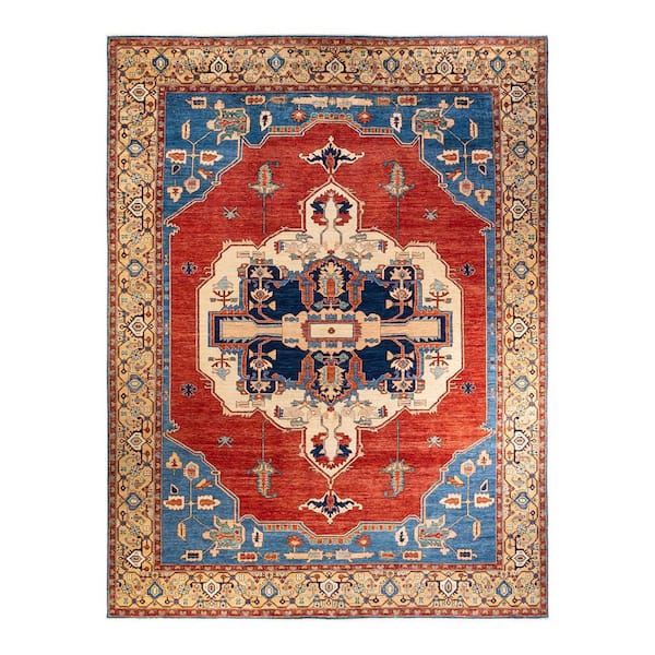 Serapi Light Blue 12 ft. x 15 ft. Tribal Wool Indoor Area Rug