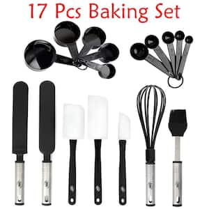 17-Piece Nylon & Stainless Steel Baking Utensil Set with Measuring Cups, Spoons, Whisk & Spatulas