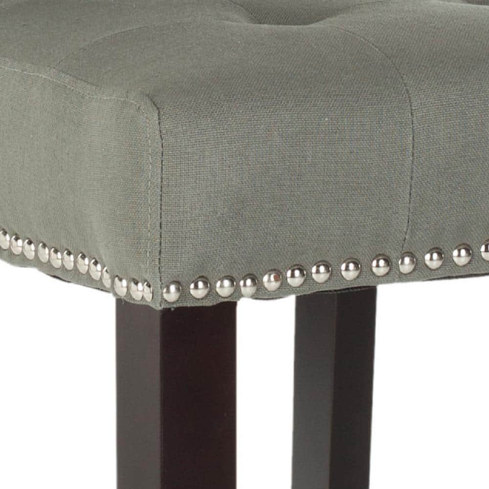 Seamist Transitional Leather and Wood 34" Counter Stool with Silver Nailheads