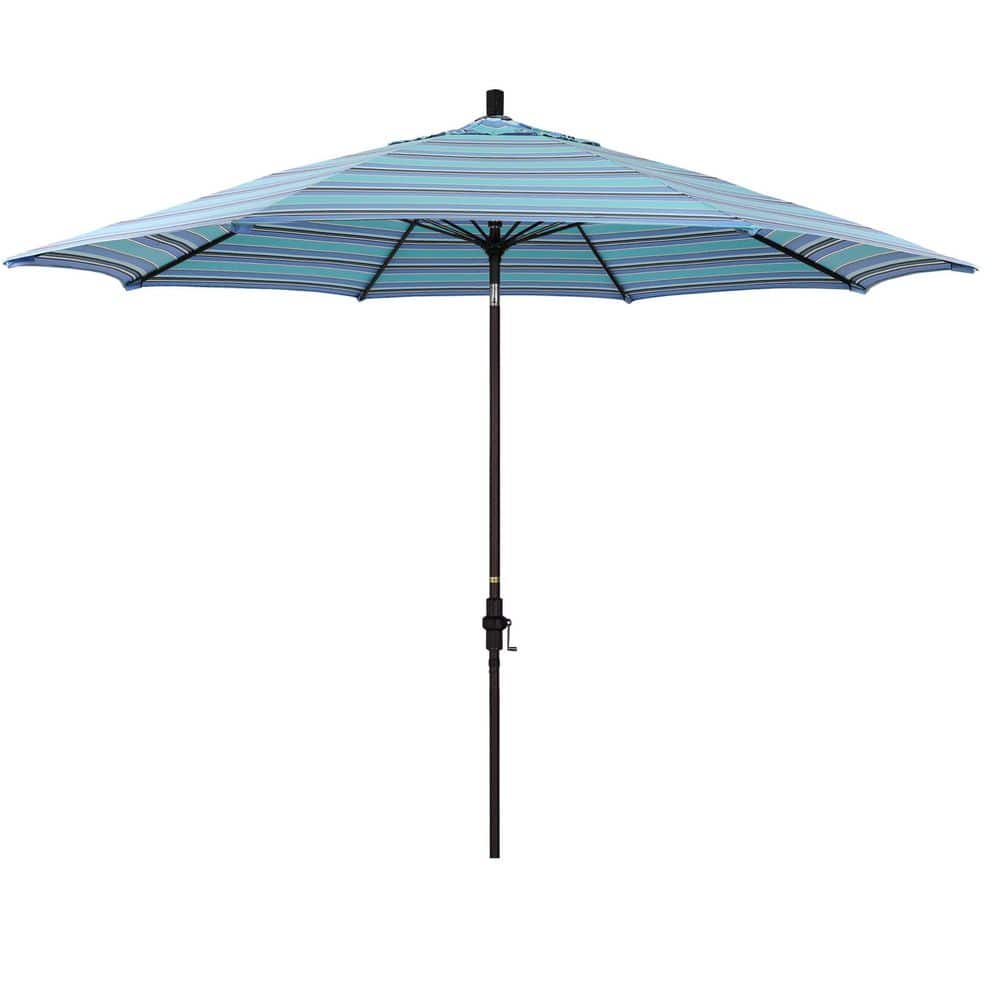 California Umbrella 11 ft. Bronze Aluminum Market Patio Umbrella with ...