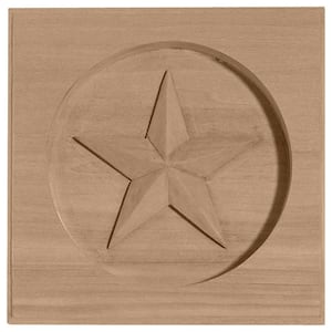 3/4 in. x 4-1/4 in. x 4-1/4 in. Unfinished Wood Alder Austin Star Rosette