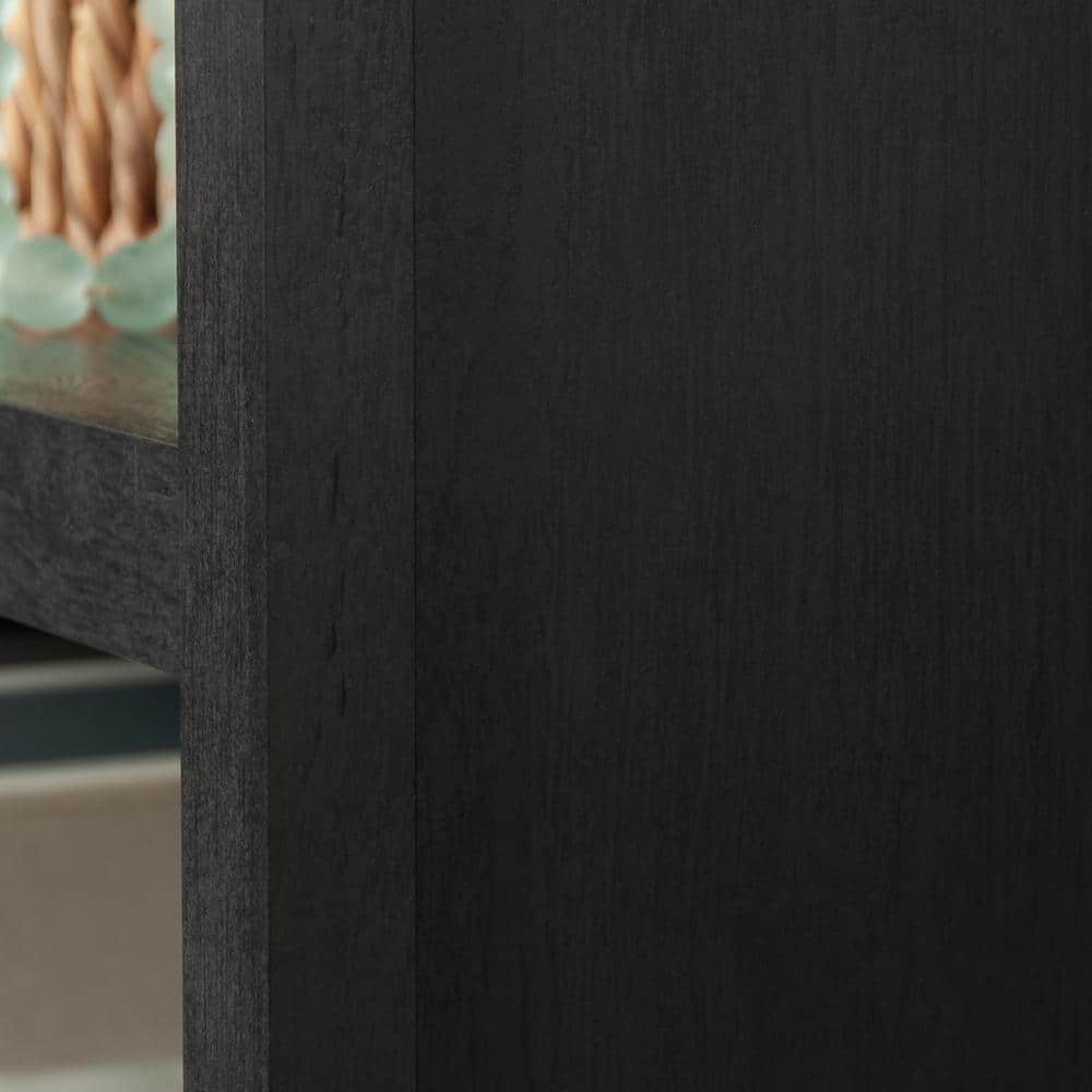 Raven Oak Black 72" Adjustable Wood Bookcase with Doors