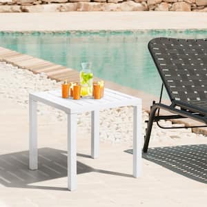 Square Aluminum Outdoor Side Table in White