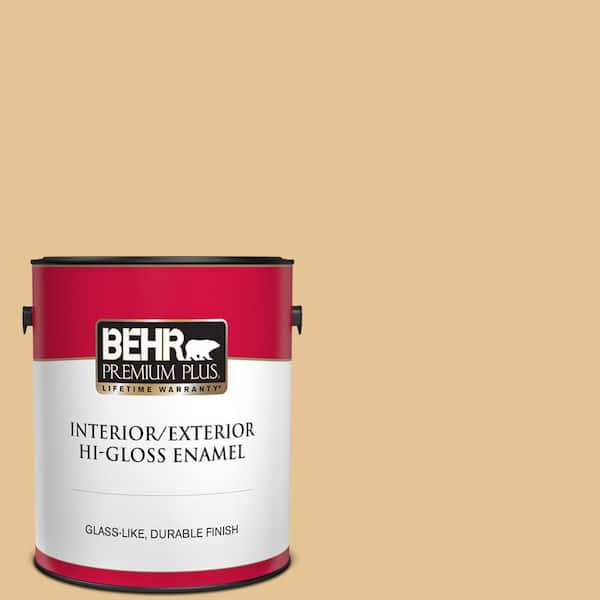BEHR PREMIUM PLUS 1 gal. #310E-3 Ripe Wheat Hi-Gloss Enamel Interior/Exterior Paint