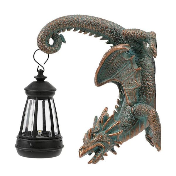 Cyan Blue Resin Solar Dragon Tree Hugger Garden Statue D0DS26QBFT