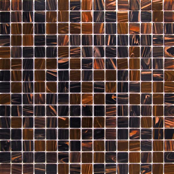 Apollo Tile Mingles 12 in. x 12 in. Glossy Bark Brown Glass Mosaic Wall and Floor Tile (20 sq. ft./case) (20-pack)