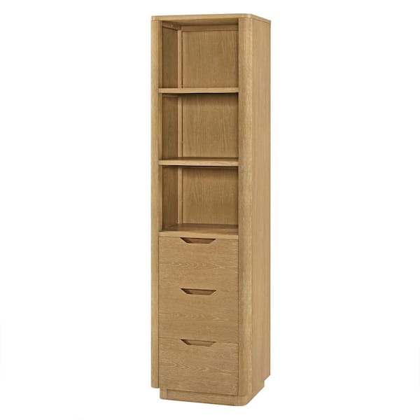 Harbin 19.7 in. W x 15.7 in. D x 72 in. H Washed Ash Grey Freestanding Linen Cabinet