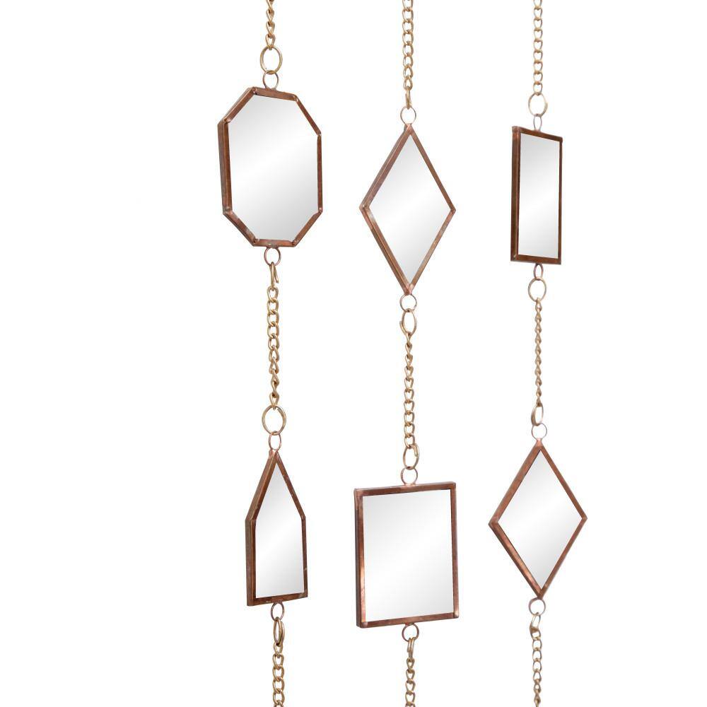 32" Brown Metal Geometric Windchime with Glass Mirrors and Bells