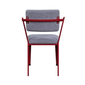 Red and Gray Fabric Upholstered Metal Base Chair with Flared Armrest