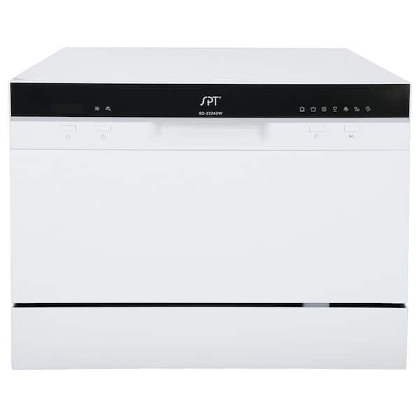 21 in. White LED Portable Countertop 120-Volt Dishwasher with 7 Cycles with 6 Place Settings Capacity