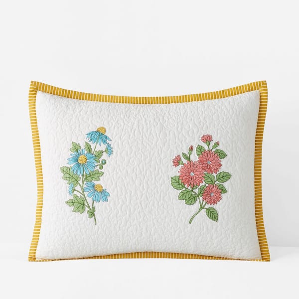 The Company Store Company Cotton Lily Garden White Multi Cotton Standard Sham