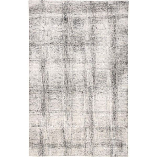HomeRoots Ivory and Gray 2 ft. x 3 ft. Plaid Area Rug