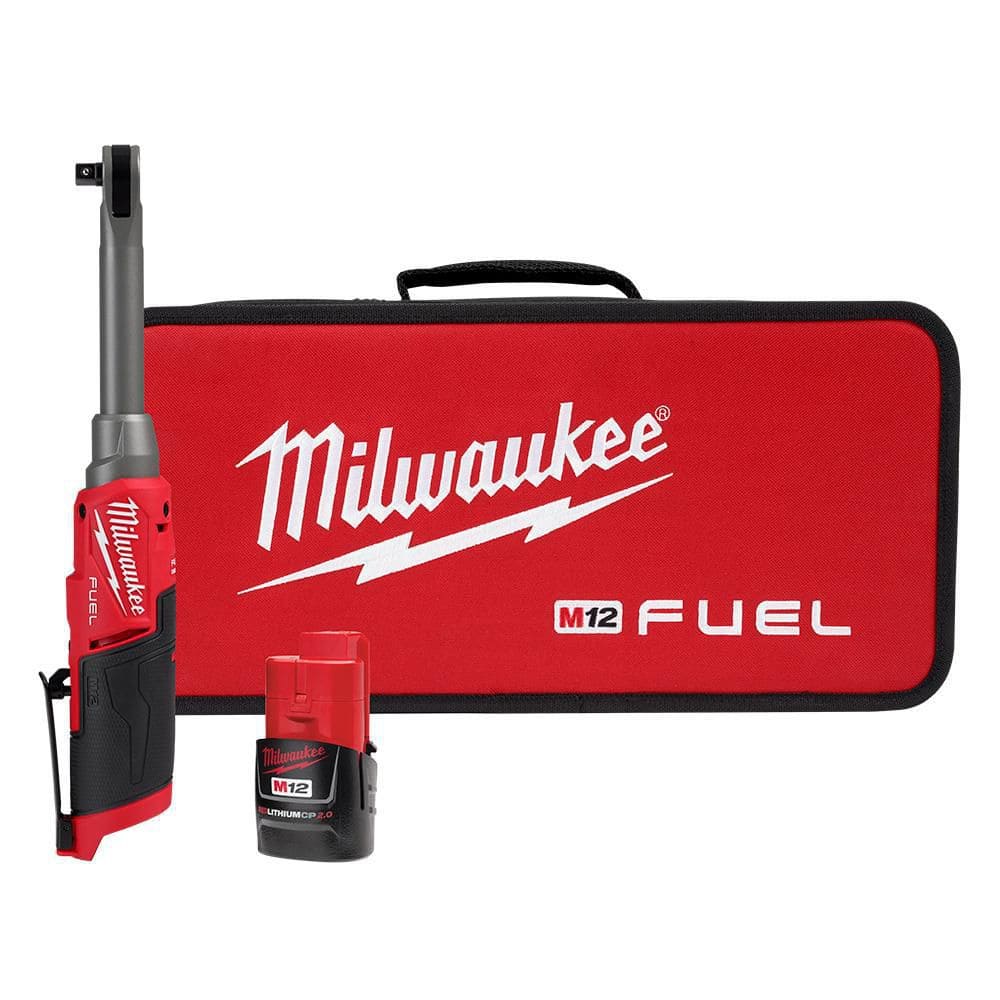 Milwaukee M12 FUEL 12V Lithium-Ion Brushless Cordless 3/8 in. Extended Reach High Speed Ratchet Kit -  2569-21