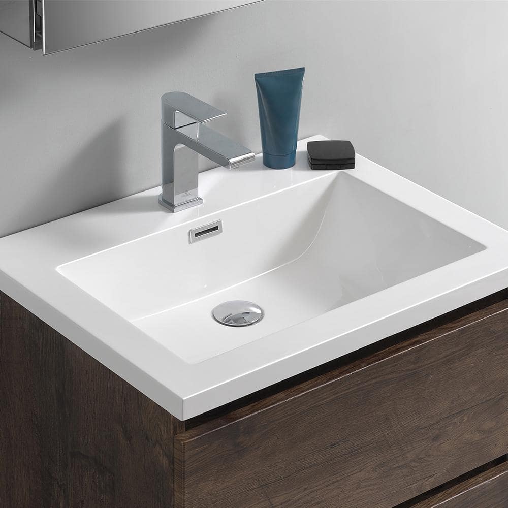 Lazzaro 24" Rosewood Free Standing Single Basin Vanity with Acrylic Top