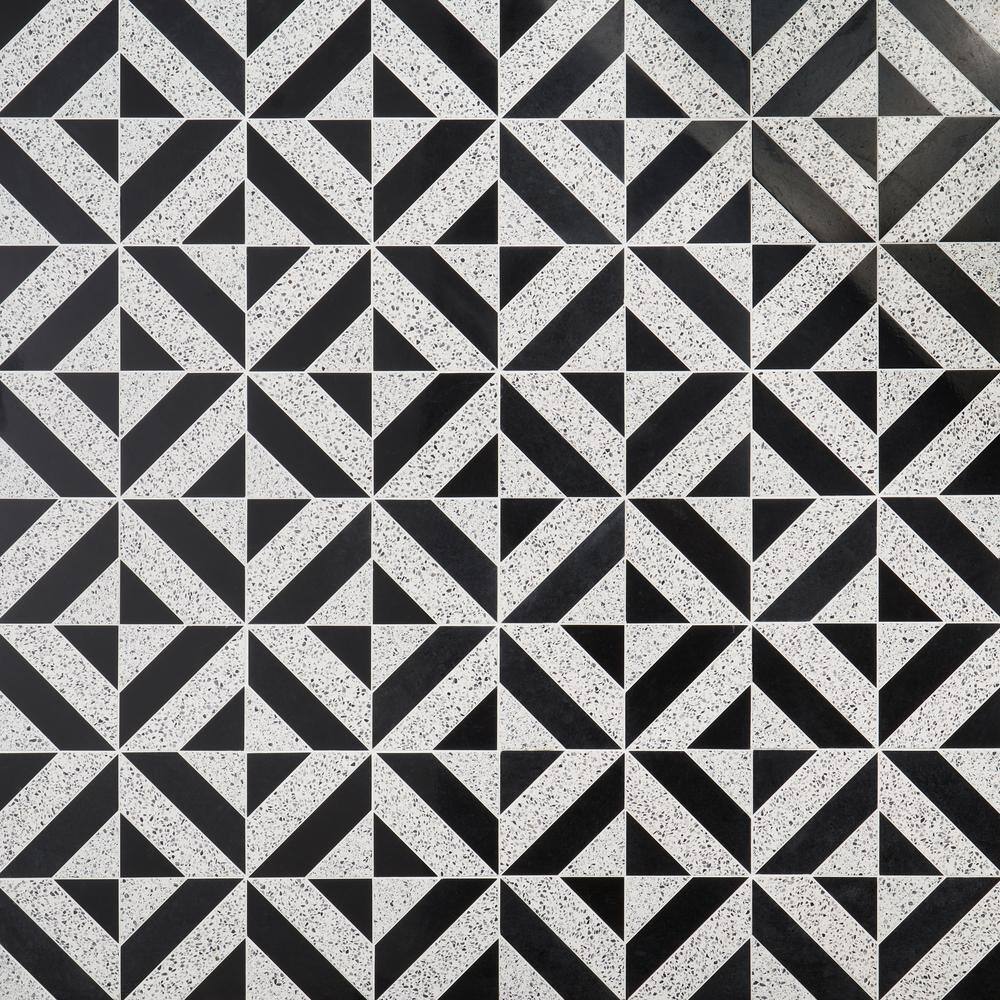 Lupa 12x12 Black and White Marble Terrazzo Mosaic Tile