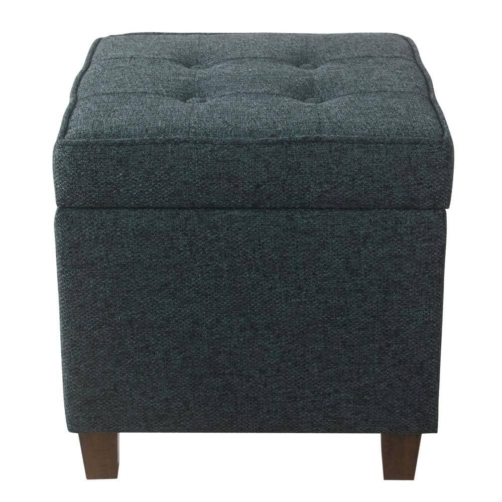 Reviews for Homepop Square Textured Navy Tufted Storage Ottoman | Pg 1 ...