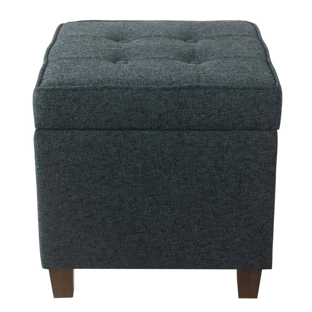 Small Textured Navy Tufted Storage Ottoman