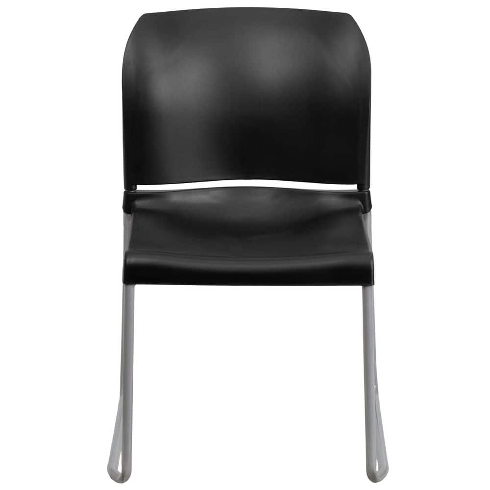 Modern Black Metal Stackable Chair with Polypropylene Seat