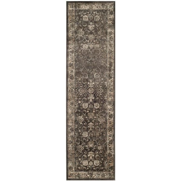 SAFAVIEH Vintage Soft Anthracite 2 ft. x 10 ft. Border Runner Rug