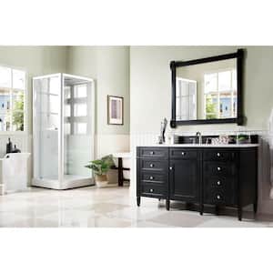 Brittany 60 in. W x 23.5 in.D x 34 in. H Single Bath Vanity in Black Onyx with Marble Top in Carrara White