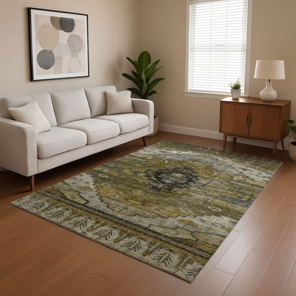 Mayfield Premium Machine Washable Abstract AMF1776 Brown 10 ft. x 14 ft. Area Rug price history on PriceWatchPro