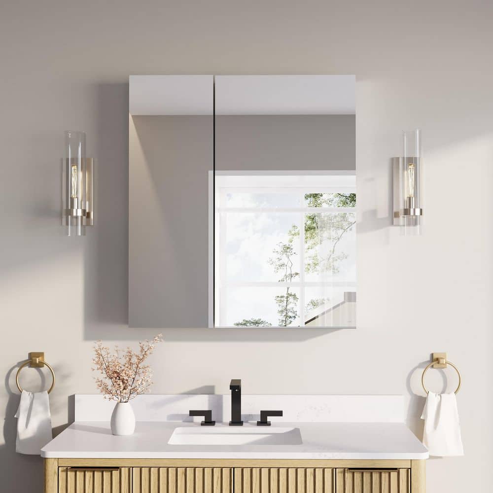 32 in. W x 36 in. H Rectangular Combo Recess/Surface Mount Medicine Cabinet with Mirror, Soft Close Door price history on PriceWatchPro