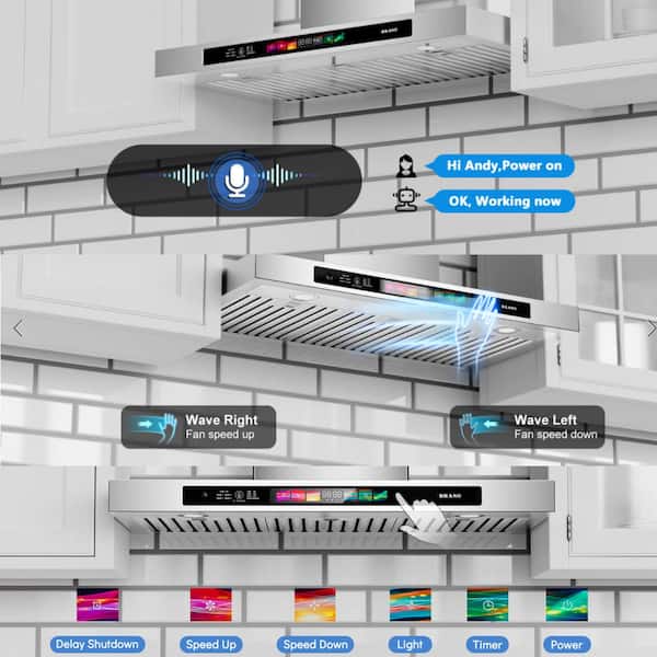 30 in. 900 CFM Smart Ducted Wall Mount Range Hood in Stainless Steel