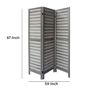 5.5 ft. Light Gray 3-Panel Foldable Wooden Room Divider Privacy Screen with Shutter Design and Metal Hinges