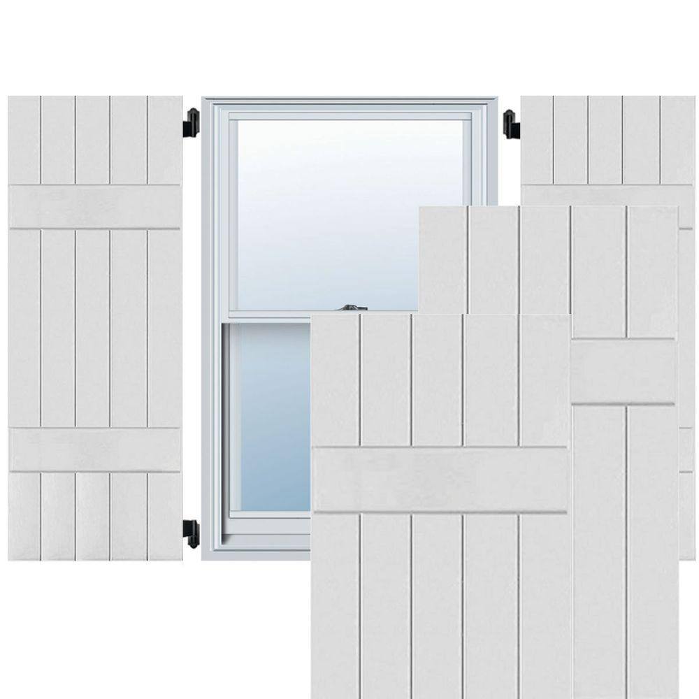 Primed White Pine Board and Batten Exterior Shutters, 18" x 33"