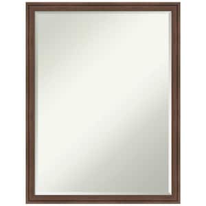 Florence Medium Brown 19.75 in. x 25.75 in. Petite Bevel Casual Rectangle Framed Wall Mirror in Brown