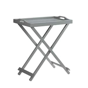 Designs2Go 22 in. Gray Standard Rectangle Wood Folding Tray End Table