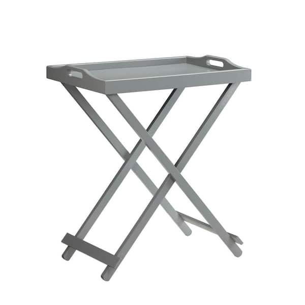Convenience Concepts Designs2Go 22 in. Gray Standard Rectangle Wood Folding Tray End Table