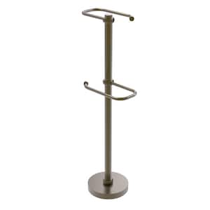Free Standing Two Roll Toilet Paper Holder Stand in Antique Brass