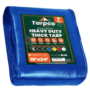 18 ft. x 24 ft. Blue 7 Mil Heavy Duty Polyethylene Tarp, Waterproof, UV Resistant, Rip and Tear Proof