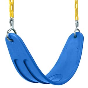 Blue Heavy-Duty Belt Swing Seat with Yellow Chain