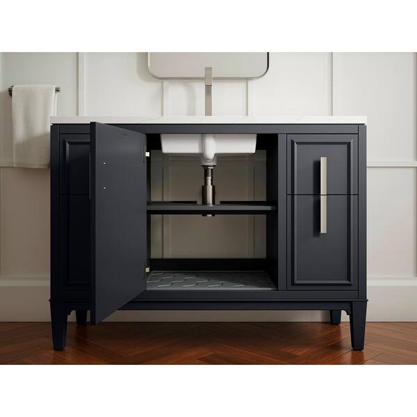 KOHLER Southerk 48.43in. Single Sink Freestanding Slate Grey Bath Vanity with White Quartz Top Assembled