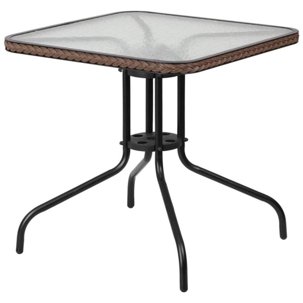 Dark Brown Square Metal 28 in. Outdoor Bistro Table